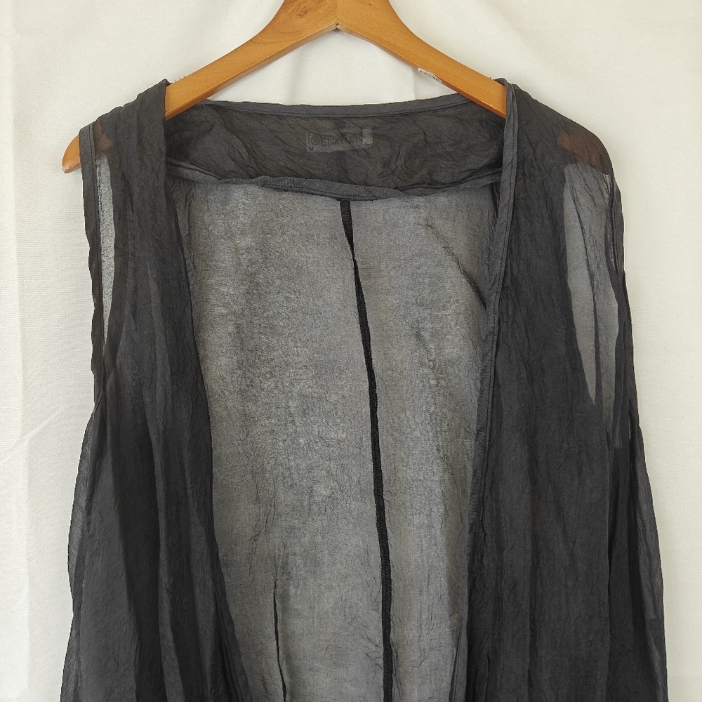 VTG Blue Fish Mesh Silk Navy Blue Boho Blouse Size 0 Women's - Picture 8 of 15